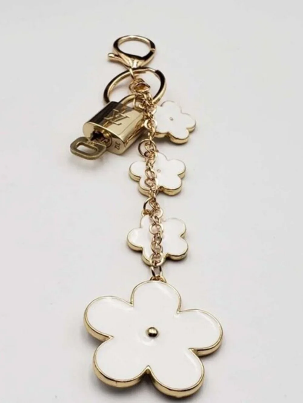 Louis Vuitton Gold Lock 🔒 Authentic LV Key + Unbranded Flower Bag Charm